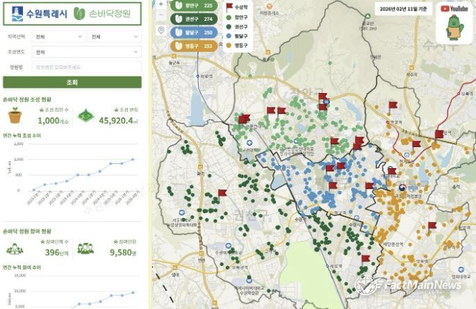 손바닥정원 정보를 볼 수 있는 ‘지도도 보는 손바닥정원’ 화면 갈무리