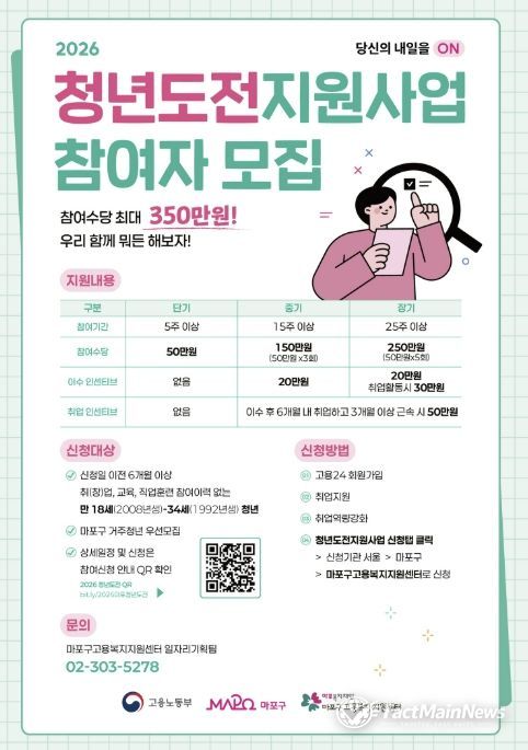 마포구 청년도전지원사업 홍보 포스터